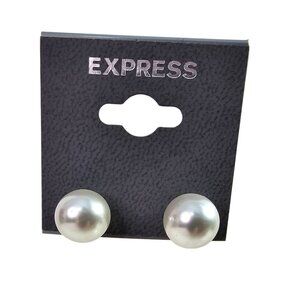 Express Silver-Tone Faux Pearl Stud Earrings‎ NWT